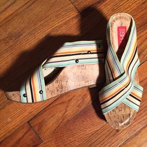 Esprit Cork Wedge with crisscrossed elastic straps